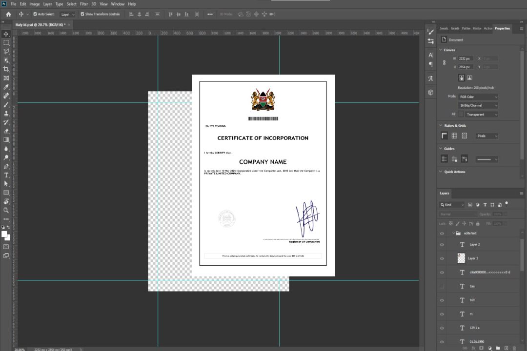 Modèle Word et PDF de certificat de constitution du Kenya template